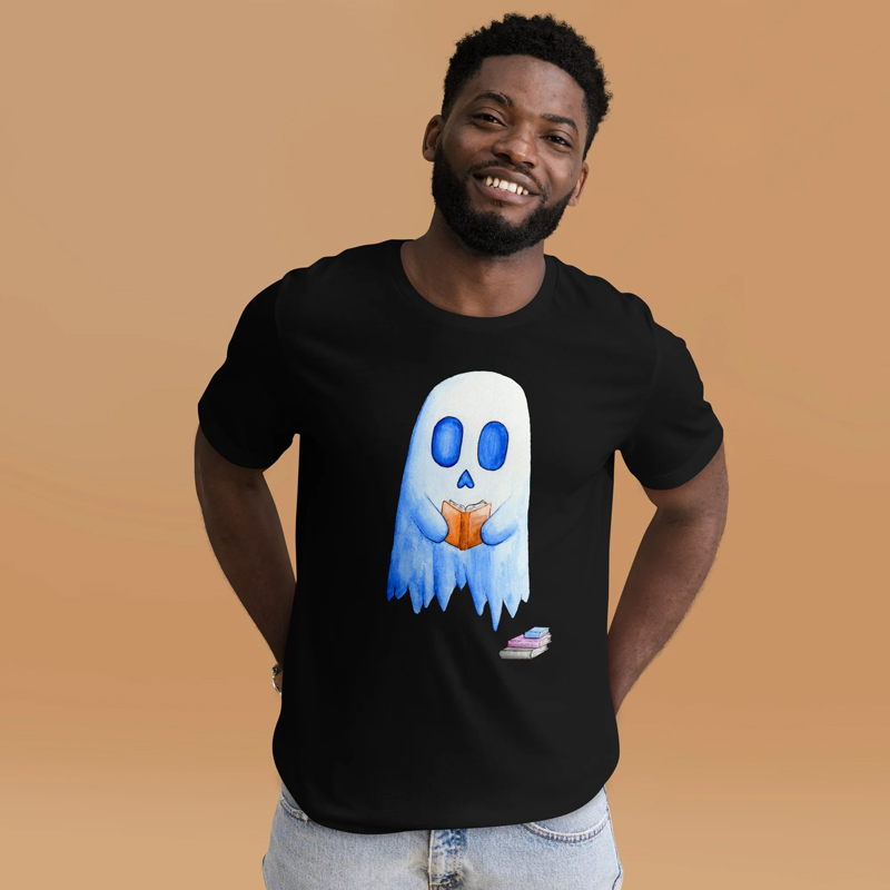 A mockup of a male model wearing a t-shirt with the artwork 